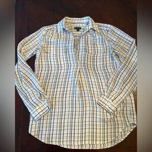 Ann Taylor Women's White and Black Check Blouse